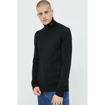 Pánský svetr Vlněný svetr HUGO San Thomas-M pánský, černá barva, lehký, s golfem 50474174 99X, vel. S
