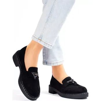 Dámské mokasíny Zajímavé mokasíny černé dámské bez podpatku 37