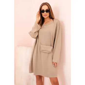 Dámské šaty Dámská viskózová sukýnka Plus Size s kabelkou na řetízku tmavě béžová UNI