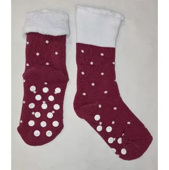 Dámské punčochy Detské protišmykové ponožky Puntíky - 35-38 / bordová