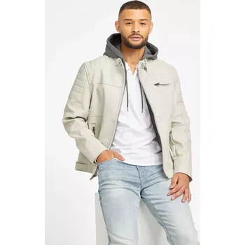 Pánský kabát GUESS pánská koženková bunda Davino bílá S