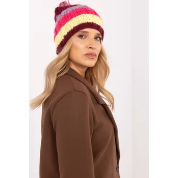 Čepice Stylová fialová čepice s pruhy a bambulí AT-CZ-