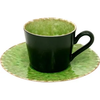 Šálek na čaj s podšálkem 0,19L, RIVIERA, černá/zelená|Tomate|Costa Nova