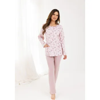 Dámské noční prádlo Pyžamo Regina 710 dlouhé/r M-XL Z25/26 dámské rozepínací růžová M