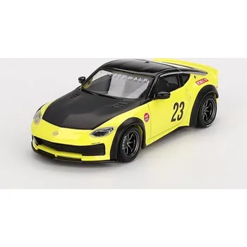 autíčko Nissan Z LB Nation Works Yellow 2024 LHD 1:64 - MiniGT Nissan Z400 LB Nation Works - kovový model auta 1/64