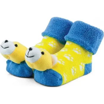 Dámské punčochy Froté ponožky s chrastítkem Zvířátka - 62-68 / žlutá