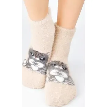 Dámské ponožky Dámské ponožky s kočičkou SP010 - 36-41 / béžová