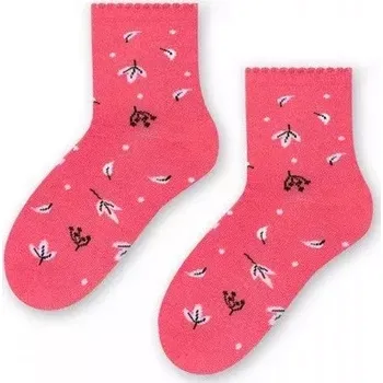 Dámské punčochy Dívčí ponožky Listy - 29-31 / lososová