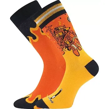 Dámské punčochy Pánske nerovnaké ponožky Hasič - 43-46 / oranžová