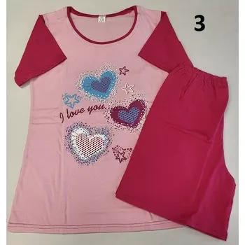 Dívčí pyžamo Dívčí pyžamo Love krátké - 146 / malinová / 3