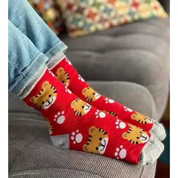 Dámské punčochy Dětské ponožky Tygřík M - 35-37 / červená