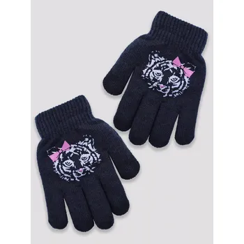 Rukavice Dívčí pletené rukavice RZ023 Tiger - 16 cm / černá