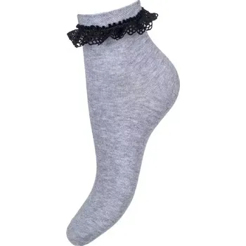 Dámské punčochy Dívčí ponožky s krajkou Lola - 32-34 / šedá