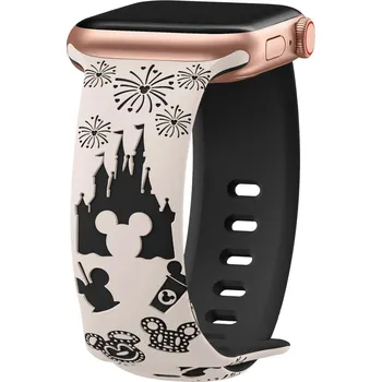 Příslušenství k chytrým hodinkám Řemínek gravírovaný myšák pro Apple Watch 38/40/41/42(S10)mm Barva: Béžovo-černá