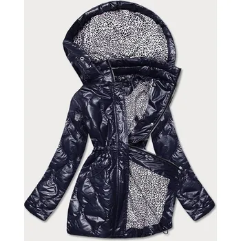 Dámská bunda Tmavě modrá dámská bunda s ozdobnou podšívkou (BH2182) tmavě modrá XXL (44)