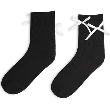 Dámské ponožky GATE Vysoké žebrované ponožky s mašličkami 39-42 625-0081/89