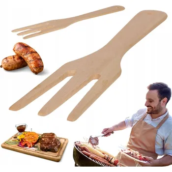 Obraz WIDELEC DREWNIANY NA GRIL 3-HROTOVÁ UNIVERZÁLNÍ EKOLOGICKÁ