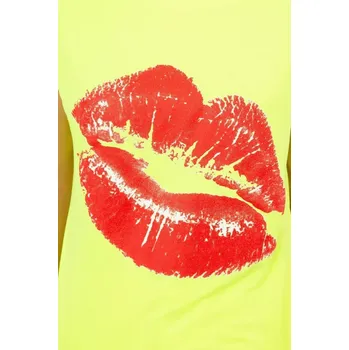 Dámská halenka Halenka s potiskem rtů žlutá neon+červená UNI