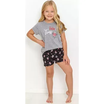 Dívčí pyžamo Dívčí pyžamo Relax Time krátké - 110 / šedá/černá