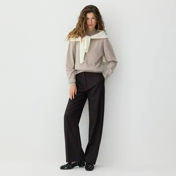 Dámské kalhoty Reserved - Kalhoty s&nbsp;příměsí vlny - tmavě hnědá - 748GL-89X - 748GL-89X-S