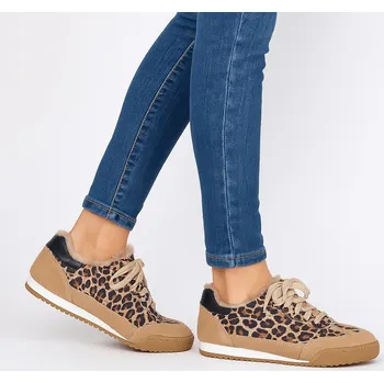 Dámské sandále Dámské béžové tenisky s leopardím vzorem a kožíškem Letizia Velikost: 39