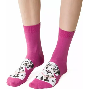 Dámské ponožky Dámské ponožky s pejskem - 35-37 / jahodová