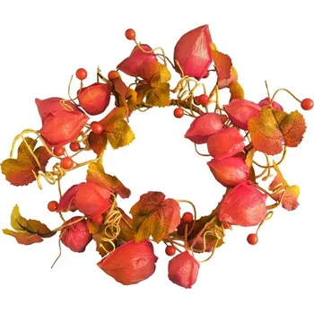 Věnec Podzimní věnec physalis, 27 cm, oranžová