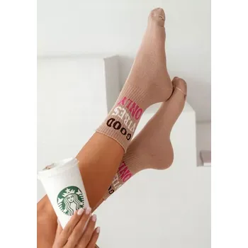 Dámské ponožky Dámské ponožky Good vibes only - 37-41 / béžová