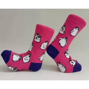 Dámské oblečení Dětské ponožky Tučňák - 28-32 / malinová