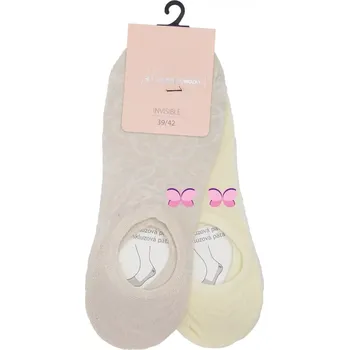 Dámské punčochy Dámské ťapky Butterfly - 2 páry - 39-42 / béžová/krémová