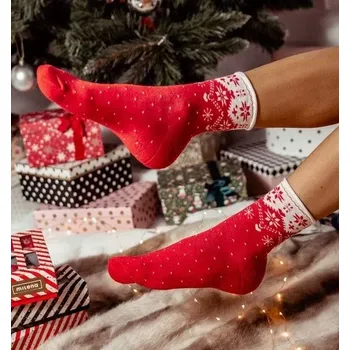 Dámské ponožky Dámské polofroté ponožky Unique - 35-37 / červená