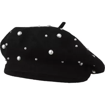 Čepice Dámský baret s perličkami - Uni / černá