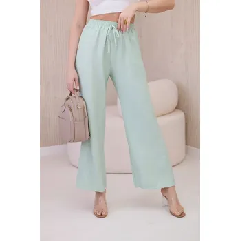 Viskózové kalhoty se širokými nohavicemi světlá máta UNI