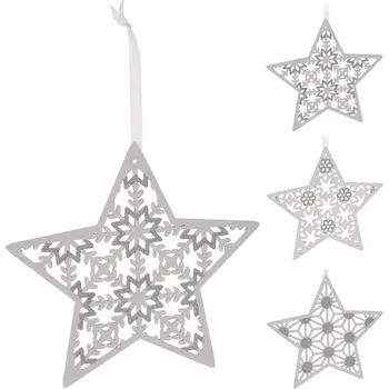 Vánoční dekorace dekorace HVĚZDA 30cm závěsná dřev.BÍ mix