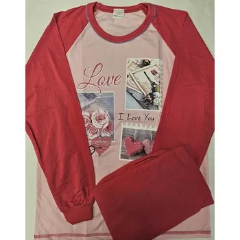 Dámské pyžamo Dívčí pyžamo Love dlouhé - 158 / růžová/malinová