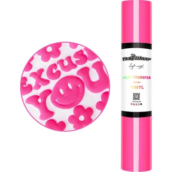 Samolepící dekorace TeckWrap Puff HTV - Neon Pink - nažehlovací vinylová folie Velikost: 30,5 x 30 cm