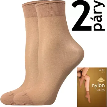 Dámské punčochy Ponožky Nylon socks B 20 DEN - 2 páry - béžová