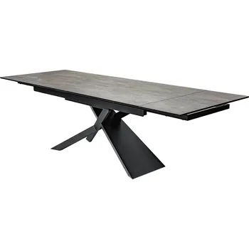 Jídelní stůl INVICTA INTERIOR Jídelní stůl EUPHORIA – rozkládací keramický lávový vzhled / černý / 180–220 cm
