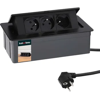 Prodlužovací kabel Stolní prodlužovací kabel do zásuvky černý 3 zásuvky 1,5 m - černá