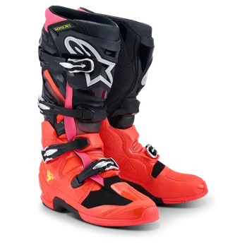 Moto obuv a Motokrosové boty / mx obuv ALPINESTARS TECH 7 / 2012025-1576 barva černá/červená fluo/růžová 26 velikost US 10 / EU 44,5 (motokrosová obuv s certifikací CE podle normy EN 13634:2017)