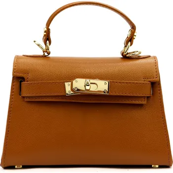 Kabelka Kožená kufříková kabelka Luka 24-002 koňaková