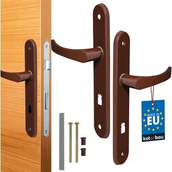 Dveřní kování Sada dveřních klik 72 bronzová rozeta s dlouhým klíčem - zámek na klíč \ hnědá \ 72 mm