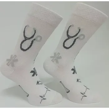 Dámské ponožky Dospělé ponožky Klinika - 37-41 / bílá/šedá