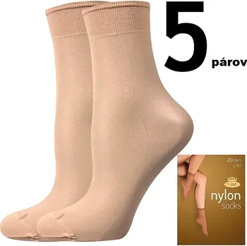 Dámské punčochy Ponožky Nylon socks B 20 DEN - 5 párů - camel