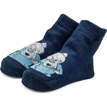 Kojenecké ponožky s medvídkem - 0-6 měsíců / tmavě modrá