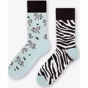 Dámské punčochy Dámske nerovnaké ponožky Zebra - 39-42 / světle modrá