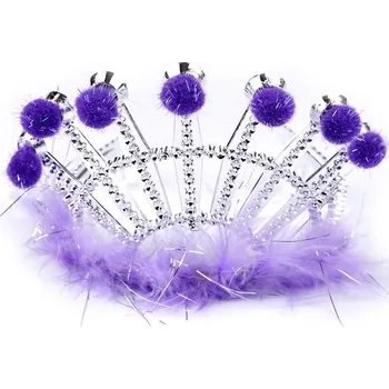 Ozdoba do vlasů Karnevalová korunka s peřím - 3 fialková