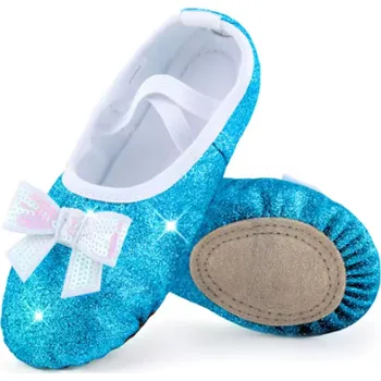 Dětská sálová obuv Dívčí baletní boty - cvičky/piškoty - se třpytkami Barva: modrá (WX55-01), Velikost EUR: 27