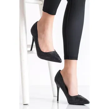 Dámské lodičky Jedinečné dámské lodičky černé na jehlovém podpatku 38