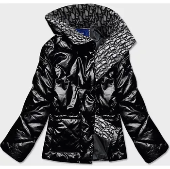 Černá dámská bunda s leskem (OMDL-023) odstíny černé L (40)